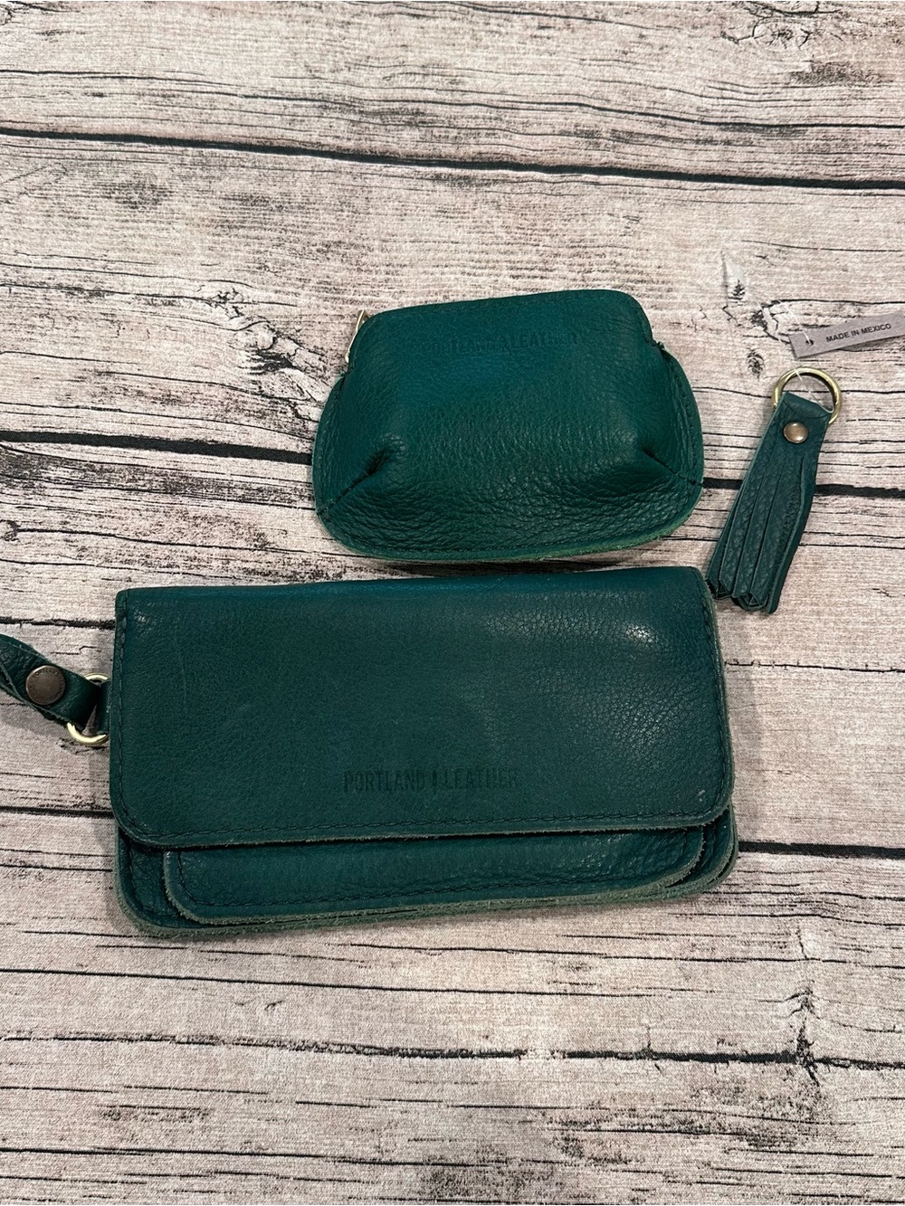 Portland Leather Bacalar Bundle: Lilly Wristlet, Pinch Pouch & Fringe Keychain